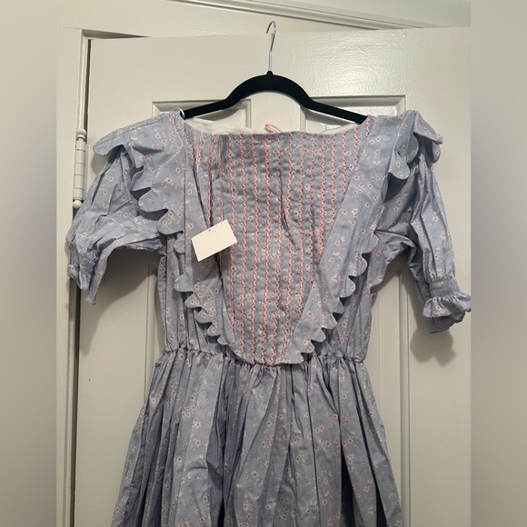 Dondolo Blue and Pink Striped Smocked Women’s Dress - Picture 3 of 7